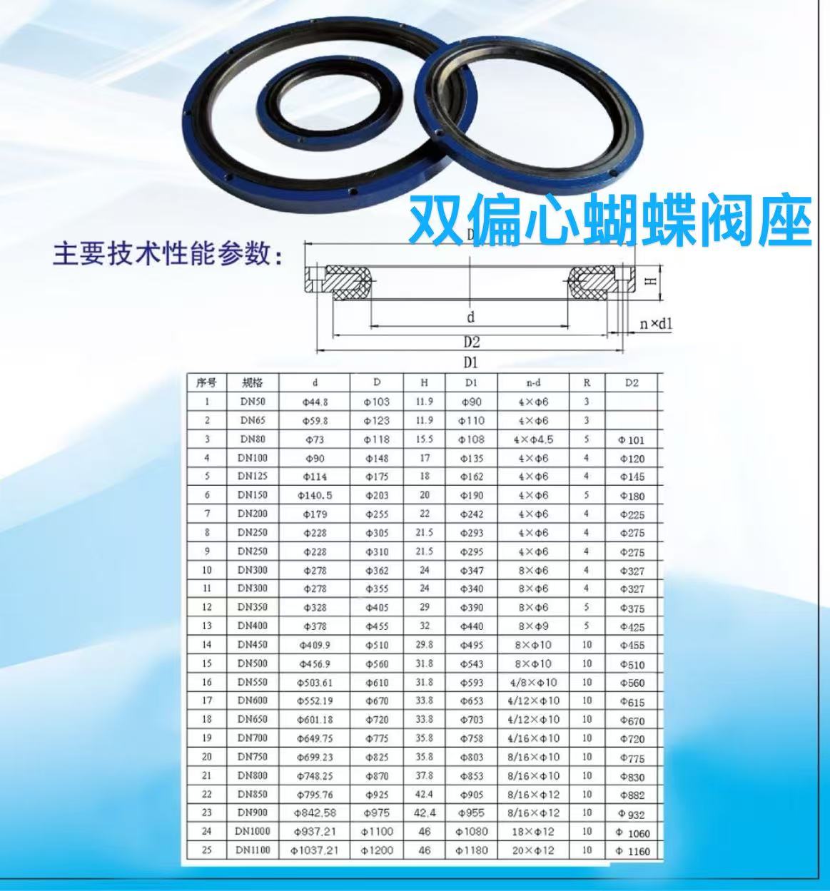 双偏心蝴蝶阀座  